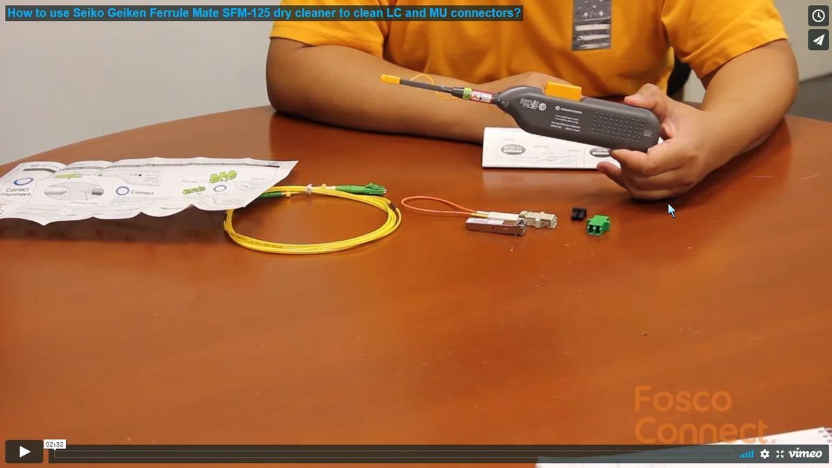 How to dry clean LC/MU connectors/bulkheads using Seiko Giken's SFM-125 Ferrule Mate cleaner? (video)