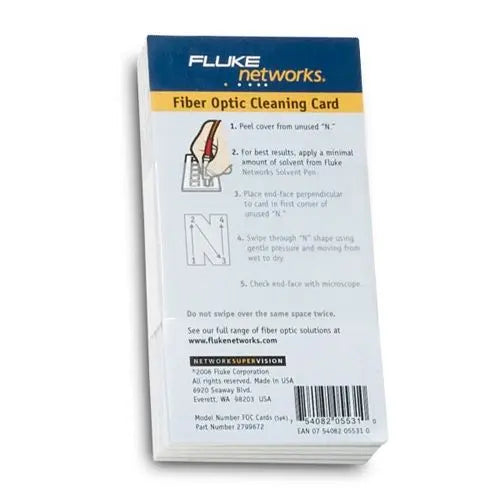 Fluke Networks NFC-CARDS-5PK Fiber Optic Cleaning Cards, 5-Pack