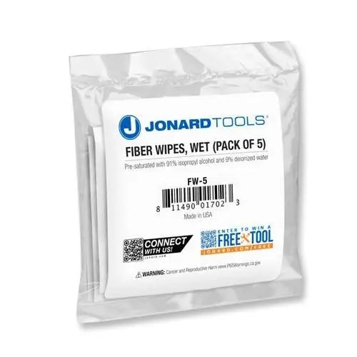 Jonard Tools FW-5 Wet Fiber Wipes, 5/Pk