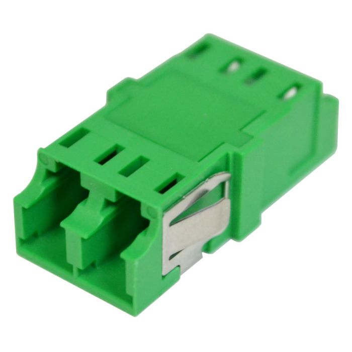 LC/APC Duplex Adapter, Green, No Flange, Internal Shutter, SC Footprint
