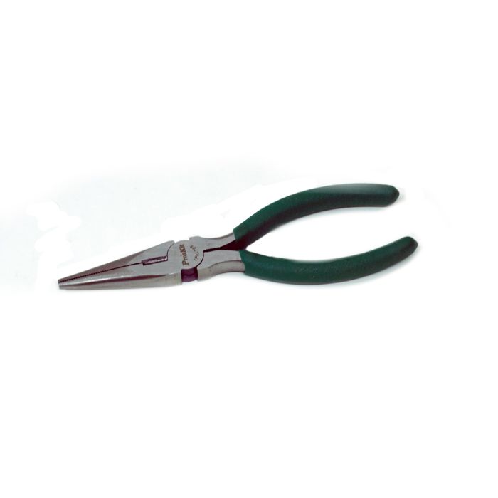 Long Nose Pliers 6" Serrated with Green Handle