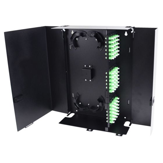 Wall Mount Patch Panel Deluxe with extended base Holds (12) Adapter Plates Unloaded Black