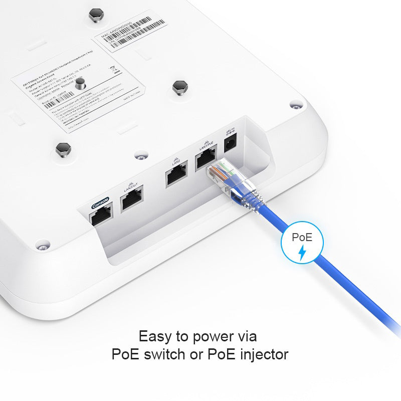 FS-AP-W6T6817C, Cloud Managed Wi-Fi 6 802.11ax 6817 Mbps Wireless Access Point, Seamless Roaming & 4 × 4 MU-MIMO Three Radios, Manageable via FS Controller or Standalone (PoE Injector Included)