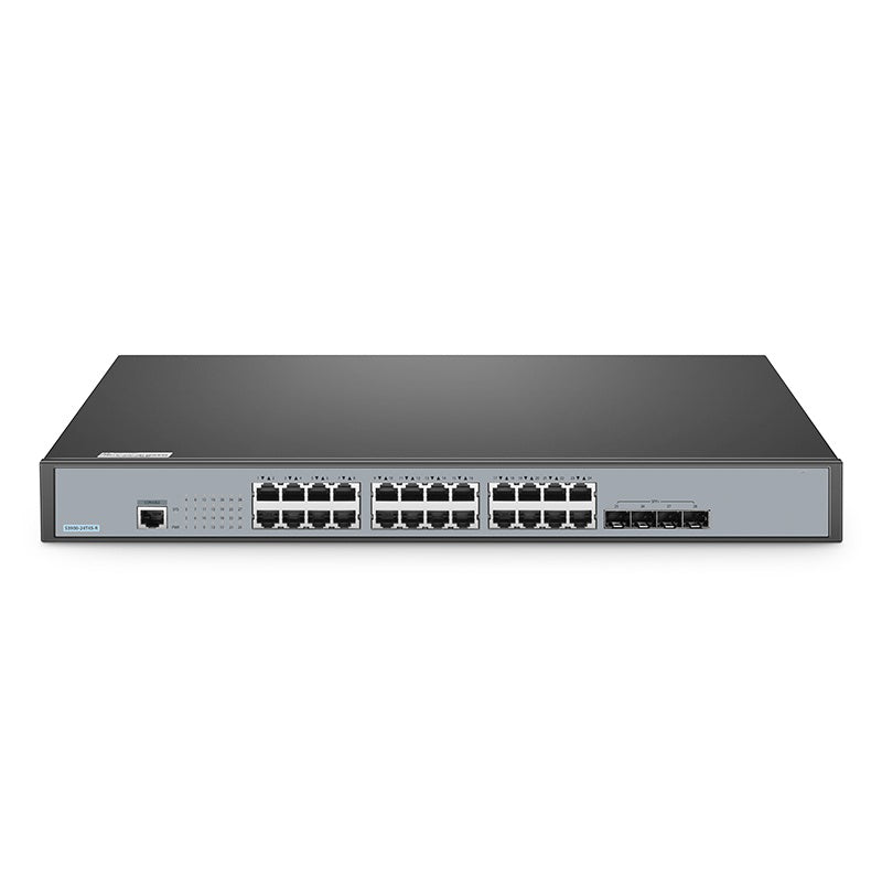 FS-S3900-24T4S-R, 24-Port Gigabit Ethernet L2+ Switch, 24 x Gigabit RJ45, with 4 x 10Gb SFP+ Uplinks, Stackable Switch, Fanless, Support ETL Certification