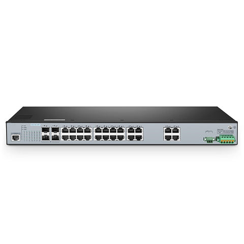 FS-IES5100-24TF, 24-Port Gigabit Ethernet L2+ Managed Industrial Switch, 24 x 10/100/1000BASE-T, with 4 x 1Gb SFP, -40 to 85°C Operating Temperature