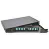 Rack Mount Enclosure Swingout 1RU Loaded with 2 Duplex LC OM3 Plates Pigtails & Splice Trays Black