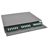 Rack Mount Enclosure 1RU Loaded with 3 Duplex LC OM3 Plates Pigtails & Splice Trays Black