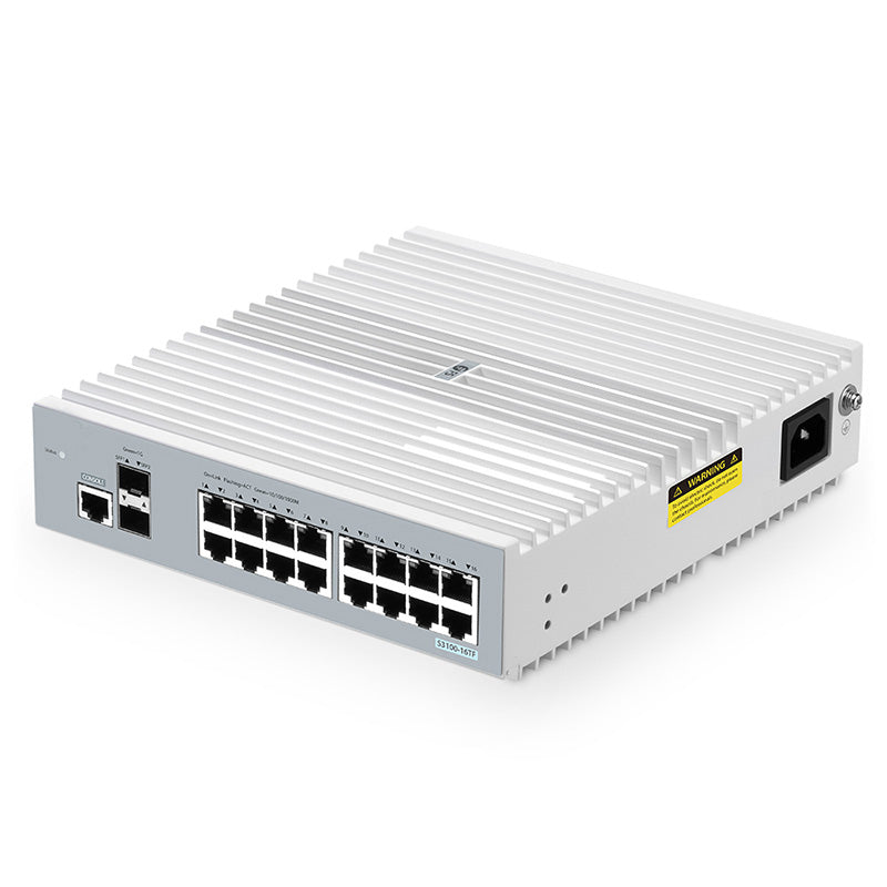 FS-S3100-16TF, 16-Port Gigabit Ethernet L2+ Switch, 16 x 1Gb RJ45, with 2 x 1Gb SFP Uplinks, Broadcom Chip, Fanless