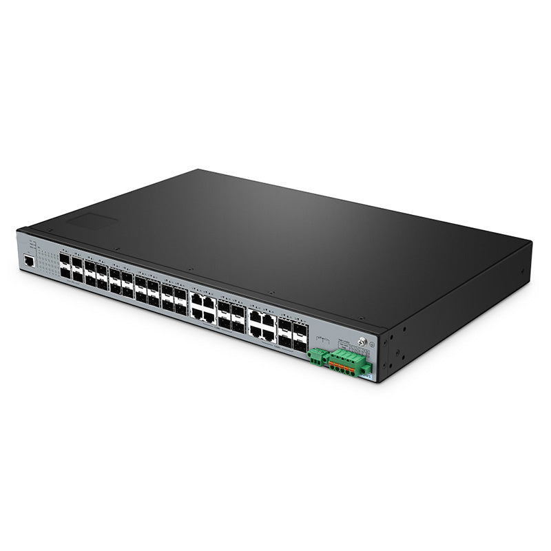 FS-IES5100-24FS, 24-Port Gigabit Ethernet L2+ Managed Industrial Switch, 24 x 1Gb SFP, with 8 x 1Gb Combo and 4 x 10Gb SFP+, -40 to 85°C Operating Temperature