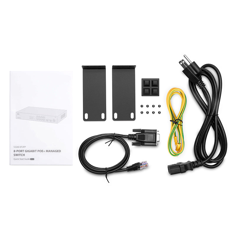 FS-S3260-8T2FP, 8-Port Gigabit Ethernet L2+ PoE+ Switch, 8 x PoE+ Ports @240W, with 2 x 1Gb SFP Uplinks, Support IEEE 802.3af/at