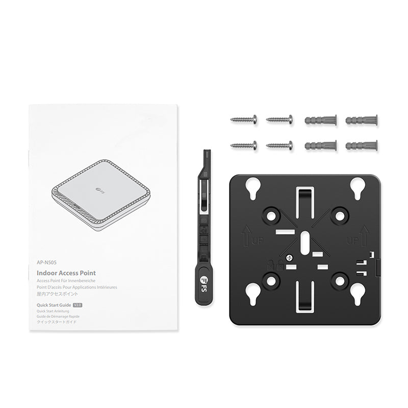 FS-AP-N505, Cloud Managed Wi-Fi 6 802.11ax 3000 Mbps Indoor Access Point, Seamless Roaming & 2 × 2 MU-MIMO Dual Radios, Manageable via Airware, Controller or Standalone (Without PoE Injector)
