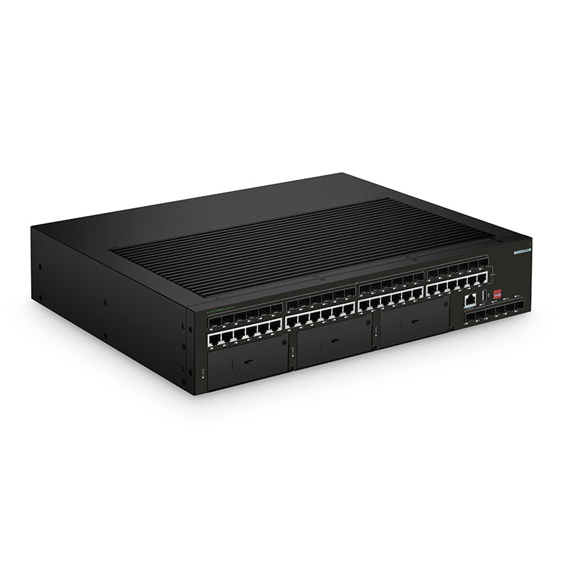 Customized FS-IES5220-30TS-3ES, 3-Slot Modular Ethernet L3 Managed Industrial Switch, 24 x 1Gb RJ45/SFP Combo, with 6 x 1/10Gb SFP+, -40 to 70°C Operating Temperature