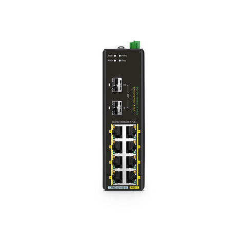 FS-TSN3220-10S-U, 8-Port Gigabit Ethernet L2 Managed TSN Industrial PoE++ Switch, 8 x PoE++ Ports@360W, with 2 x 1/10Gb SFP+, -40 to 75°C Operating Temperature