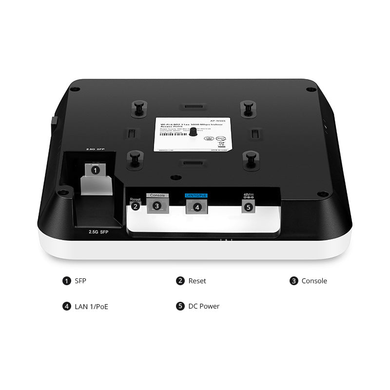 FS-AP-N505, Cloud Managed Wi-Fi 6 802.11ax 3000 Mbps Indoor Access Point, Seamless Roaming & 2 × 2 MU-MIMO Dual Radios, Manageable via Airware, Controller or Standalone (Without PoE Injector)