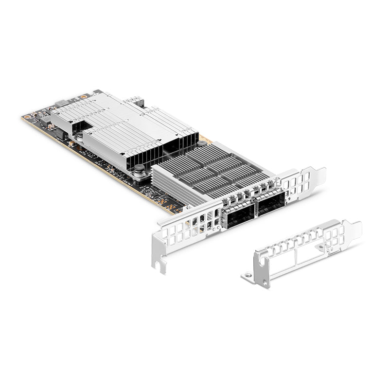 NVIDIA Mellanox FS-MCX755106AS-HEAT ConnectX-7 InfiniBand & Ethernet Adapter Card 200GbE/NDR200, Dual-Port QSFP112, PCIe 5.0 x16, with x16 PCIe Extension Option, Secure Boot, Tall&Short Bracket