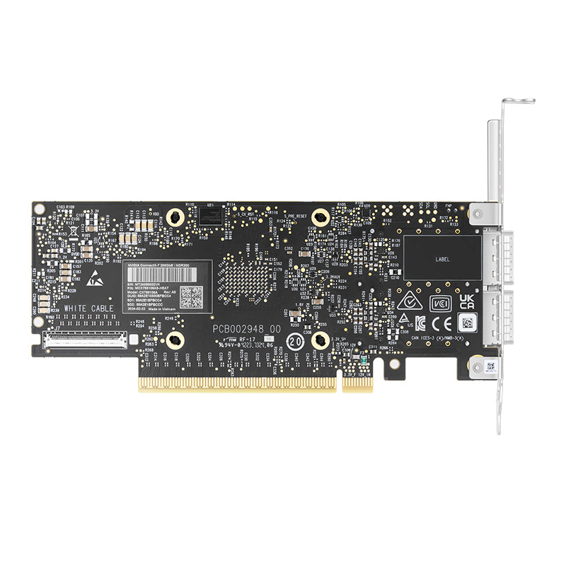 NVIDIA Mellanox FS-MCX755106AS-HEAT ConnectX-7 InfiniBand & Ethernet Adapter Card 200GbE/NDR200, Dual-Port QSFP112, PCIe 5.0 x16, with x16 PCIe Extension Option, Secure Boot, Tall&Short Bracket