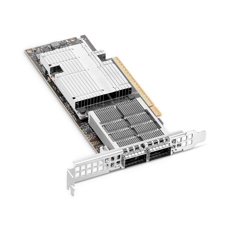 NVIDIA Mellanox FS-MCX755106AS-HEAT ConnectX-7 InfiniBand & Ethernet Adapter Card 200GbE/NDR200, Dual-Port QSFP112, PCIe 5.0 x16, with x16 PCIe Extension Option, Secure Boot, Tall&Short Bracket
