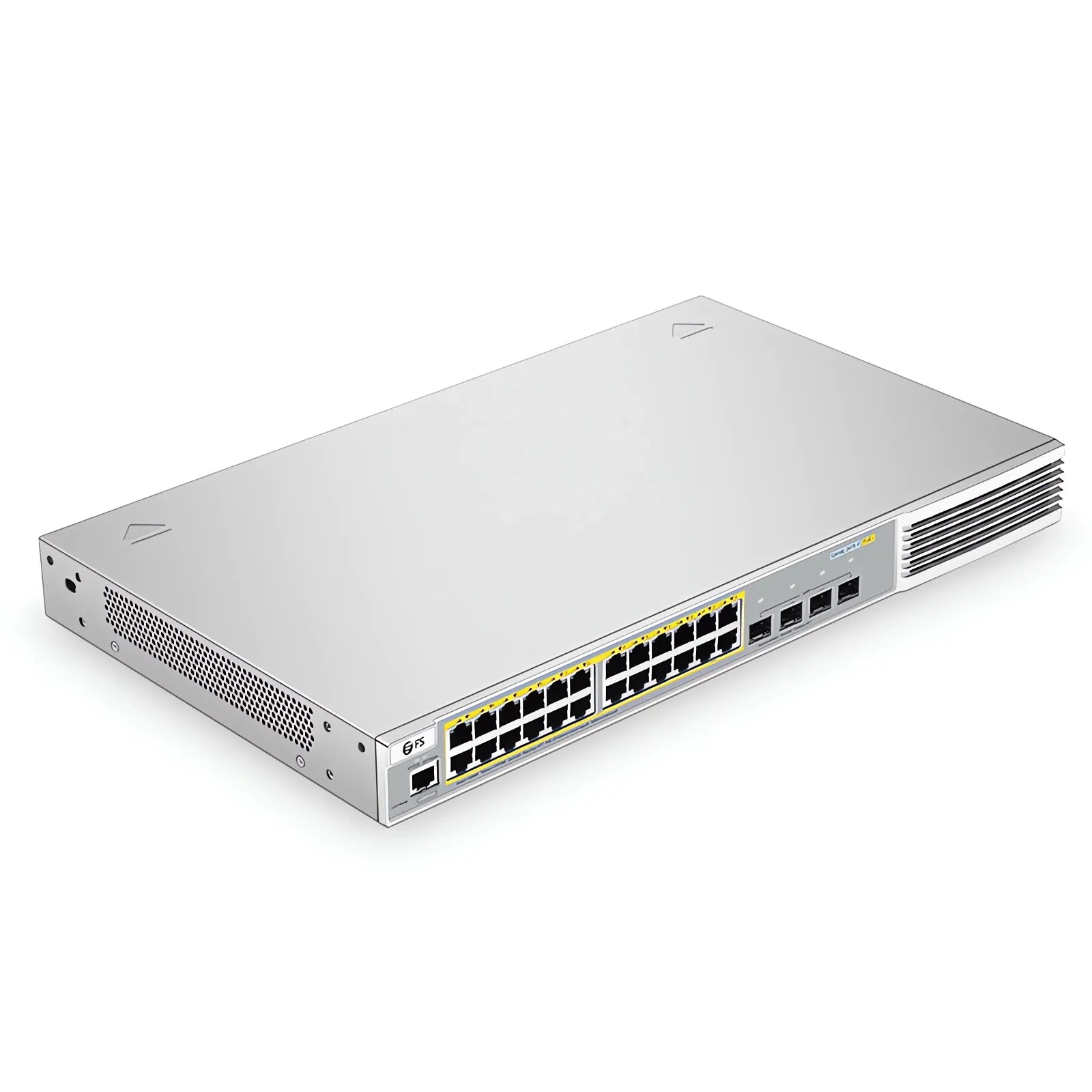S3410L-24TF-P, 24-Port Ethernet L2+ PoE+ Switch, 24 x PoE+ Ports @370W, with 4 x 1Gb SFP Uplinks, PicOS®, Support MLAG, Broadcom Chip