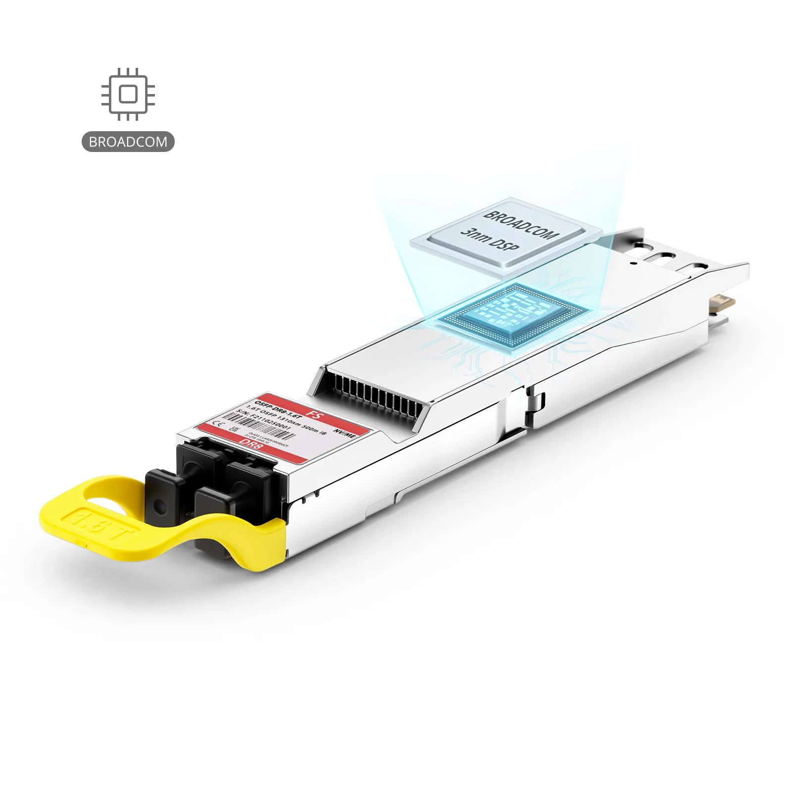 NVIDIA/Mellanox MMS4A00 Compatible 1.6T 2 x DR4/DR8 OSFP224 IHS/Closed Finned Top 8 x 200G PAM4 1310nm 500m Dual MPO-12/APC SMF InfiniBand XDR Transceiver Module