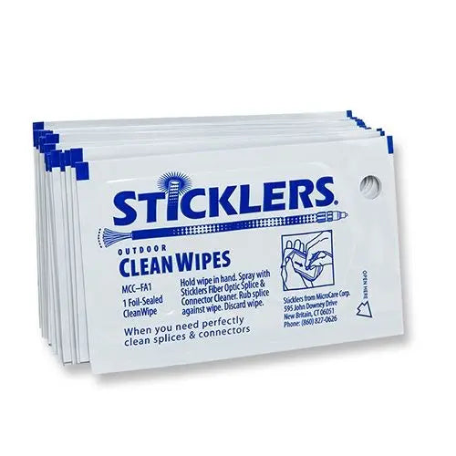 Sticklers MCC-FA1 CleanWipes Singles Outdoor Fiber Optic Wipes, 50Pk