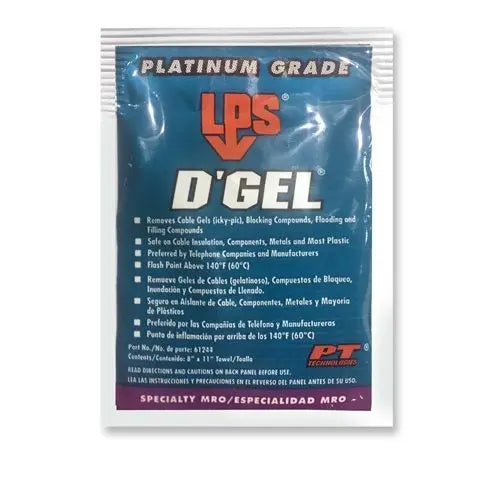 LPS 61244 D'GEL Cable Gel Solvent Wipes (144/Case)