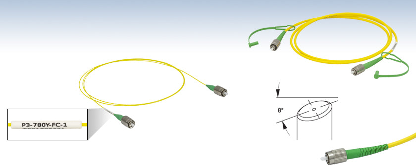 T-P3-405B-FC-1 - Single Mode Patch Cable, 405 - 532 nm, FC/APC, Ø3 mm Jacket, 1 m Long