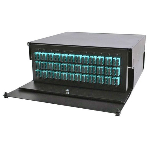Rack Mount Enclosure 4RU Loaded with 12 Duplex SC OM3 Plates Pigtails & Splice Trays Black