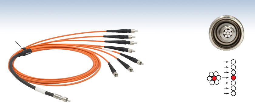 T-BF72HS01 - 1-to-7 Fan-Out Bundle, 200 µm Core, High OH, SMA, 1 m Long