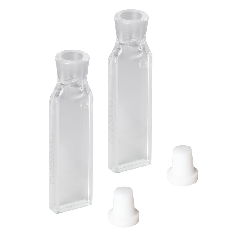 T-CV2Q07AE2 - 700 µL Enhanced Chemical Resistance Micro Cuvette with Stopper, Synthetic Quartz Glass, 4.7 mm Opening Diameter, 2 mm Path Length, 2 Pack