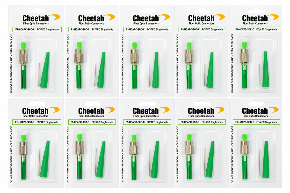 Splice-On Connector Cheetah FC APC Singlemode 900um Green 100 Pack