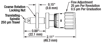 T-DM22 - Differential Adjuster for Optic Mounts, 1/4"-80 Ext. Thread, 0.5 µm/Div.