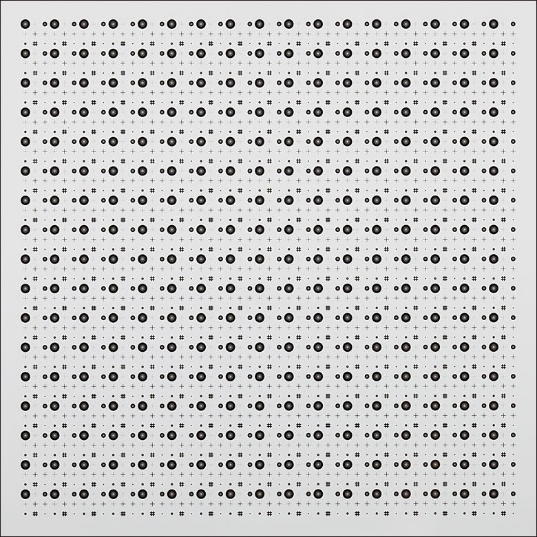 T-R3L3S5P - Positive Concentric Circle and Crosshair Grid Target, 3" x 3"