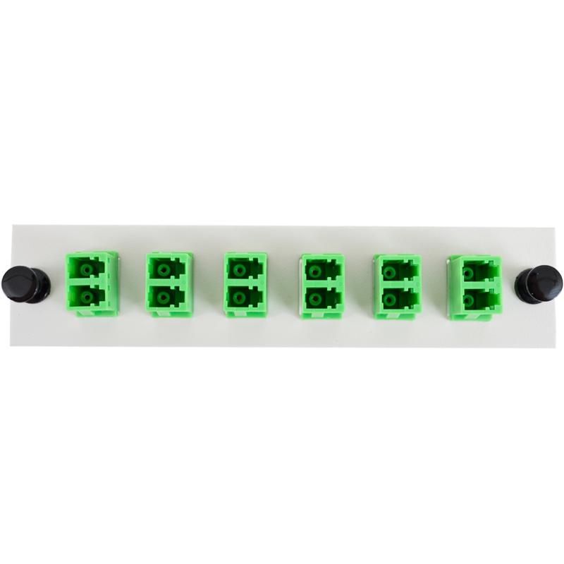 Adapter Plate 6-Pack LC Duplex Singlemode APC Green Adapters Loaded (12 Fibers) Off White