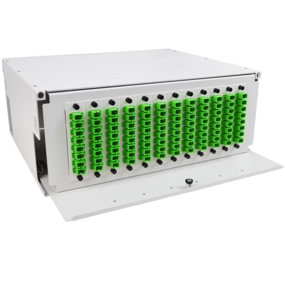 Patch Panel 4RU Holds (12) Adapter Plates Lexan Front Door Unloaded Off White