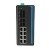 HGW-808S - 8x RJ45 + 8x SFP ports Gigabit Ethernet Industrial fiber switch, DIN rail mount, -40 to +75 Celsius