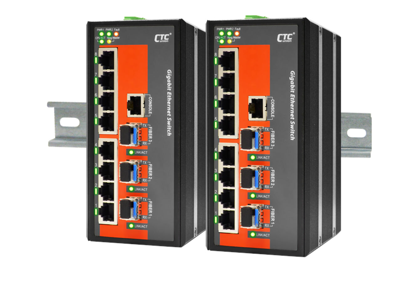 IGS+803SM-8PH24 - 8 copper + 3 SFP port SNMP/web-managed Gigabit Ethernet Industrial switch, PoE 240W, isolated PS for telecom apps