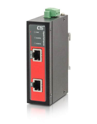 INJ-IG02-PHE Gigabit Ethernet Industrial High Power PoE passive injector (60W power budget), extreme temperatures