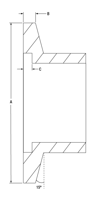 T-KF25C025 - KF25 Flange to Compression Fitting Adapter for Pipes with OD = 1/4", 6.0 mm, or 6.4 mm