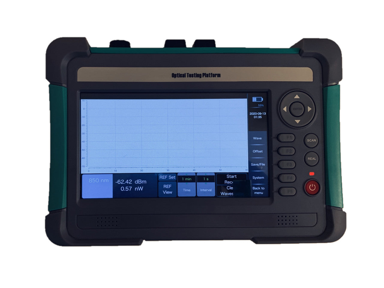 OTDR-7001-P - Optical Time Domain Reflectometer - includes Power Meter and VFL 1mW in one device, Ethernet, Bluetooth and USB connectivity, 7" LCD touchscreen, PON support and active fiber measuring support