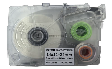 Wrap label for for G15M-Pro label maker, white, 14mm x 12mm + 28mm, 180 pcs/roll, 20 rolls/pack