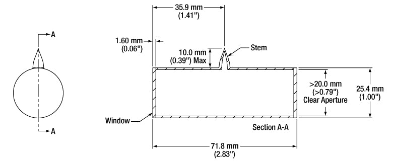 T-GC25075-NA - Sodium Borosilicate Reference Cell, Ø25.4 mm x 71.8 mm