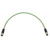 M12 Category 5e IP67 4 Position D code, Double Shielded, 22AWG Drag Chain, Industrial, Outdoor Cable, M12M M12M, CMX HFPUR, GRN, 0.5m