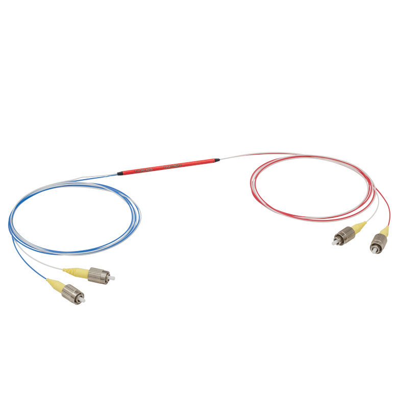 T-TW470R2F2 - 2x2 Wideband Fiber Optic Coupler, 470 ± 40 nm, 90:10 Split, FC/PC