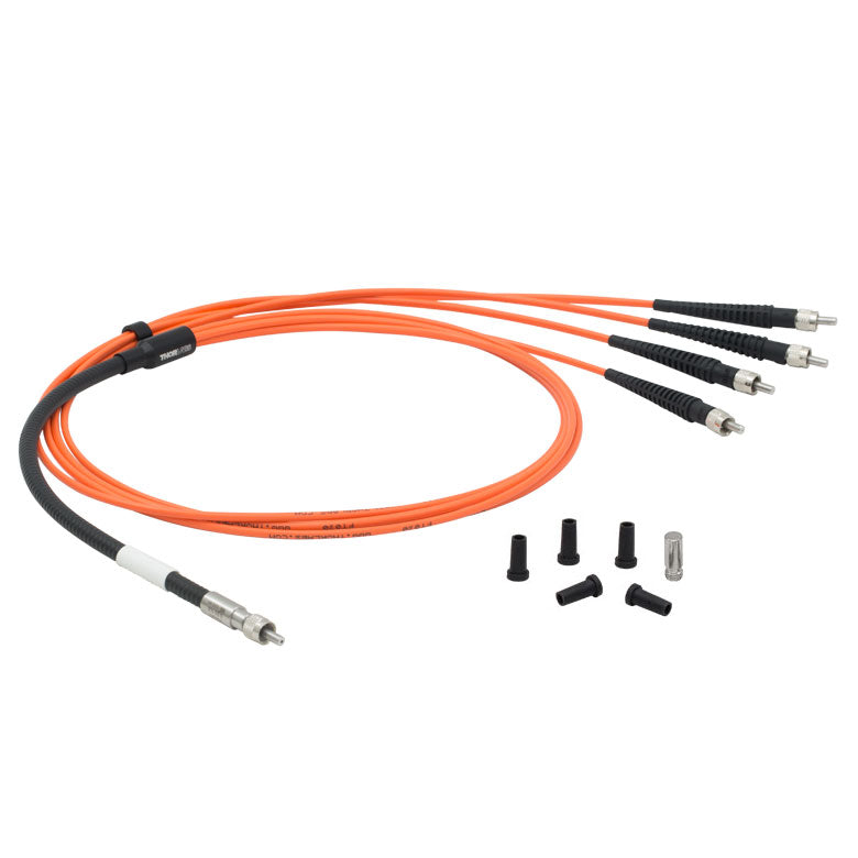 T-BF42HS01 - 1-to-4 Fan-Out Bundle, 200 µm Core, High OH, SMA, Round Common End, 1 m Long