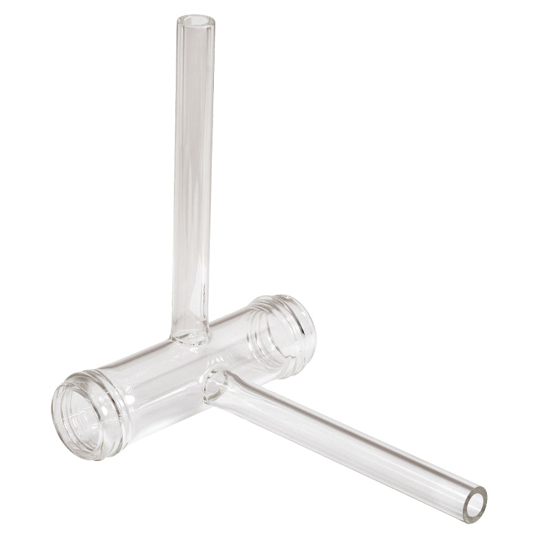 T-TGC100B - Empty Glass Cell with Threaded Ends, 100 mm Long, Two Perpendicular Fill Tubes