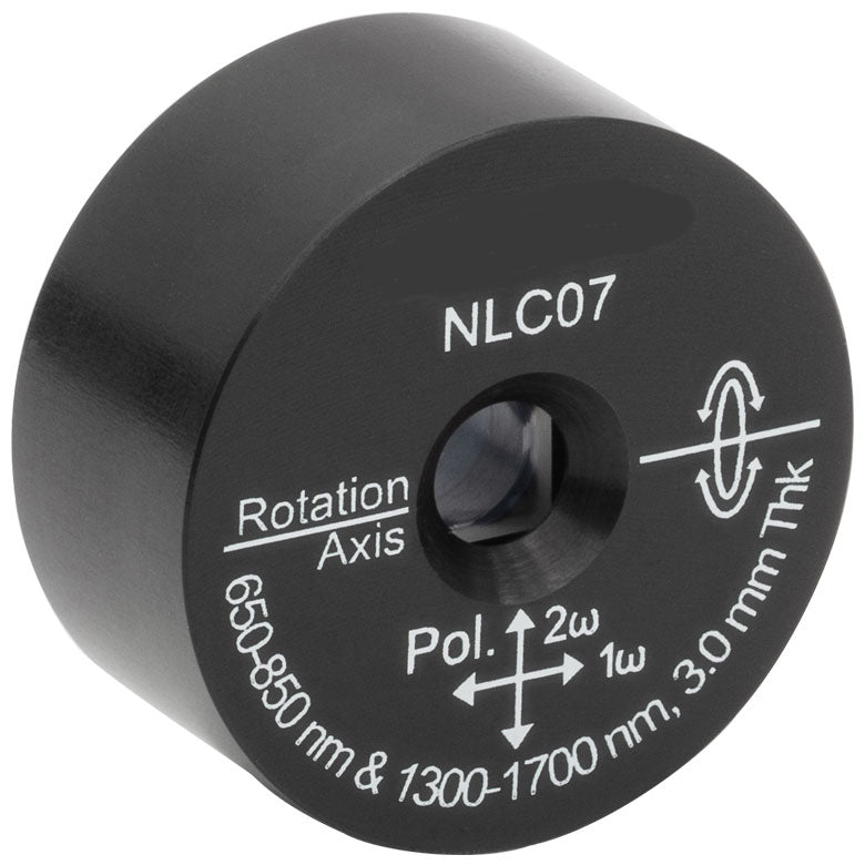 T-NLC07 - Ø1" Mounted β-BBO Crystal, 3.00 mm Thick, θ = 19.8°, 1300 - 1700 nm Fund., 650 - 850 nm SHG