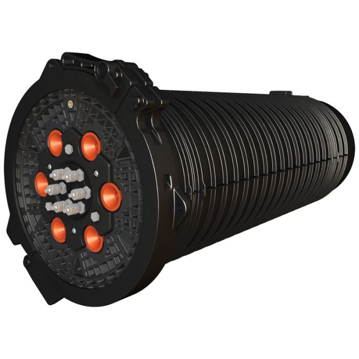 AFL Apex™ X-2 Fiber Optic Closure with Slack Basket, Strain Relief Kits and Ground Lugs