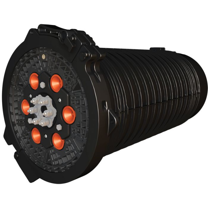 AFL Splice Closure Apex™ X-2S Sealed with Slack Basket, Strain Relief Kits and Ground Lugs