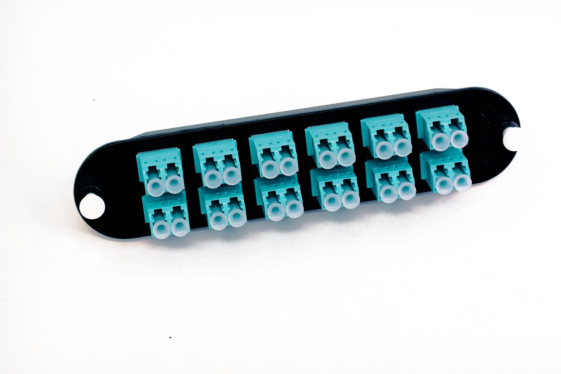 Corning® Adapter Panel CCH Multimode (50um OM3) Loaded with (12)Duplex LC Adapters (24-Fiber) 10 Gig-Auqa