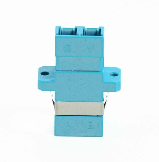 10Gig Duplex Multimode LC Mating Sleeve, Aqua Color, SC Footprint, Snap & Screw Mount